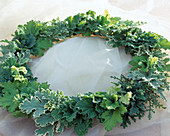 Table wreath from various scented geraniums leaves