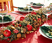 Christmas table decoration of branches