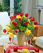 Bouquet with red and yellow tulips