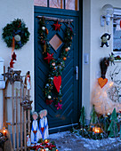 Christmas decorated house entrance