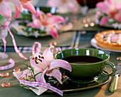 Lily as a table decoration for the cup