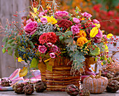 Autumn bouquet in the basket