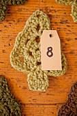 Crocheted fir tree with number for Advent calender