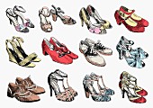 Rows of pairs of women s shoes