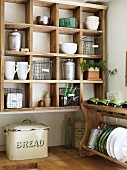 Wooden shelving unit and draining rack