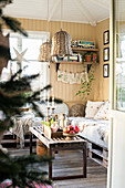 Rustic pallet furniture in simple living room