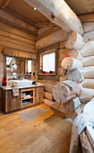 Large bathroom in log cabin