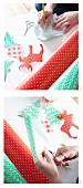 Painting and cutting out various festive motifs from adhesive film