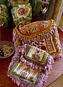 Vintage-style bags made from old velvet, ruffles and fringes