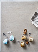 Marbled Easter eggs on table