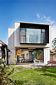Modern architect-designed house with a cantilevered cube