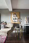 Eclectic furnishings and curiosities in living room