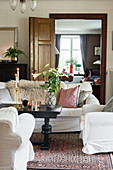 White sofa set in Bohemian-style living room