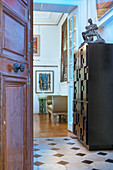Open door leading into artist's apartment