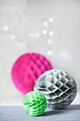 Colourful honeycomb paper balls