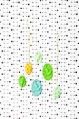 Egg-shaped decorations with bird motifs