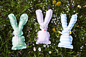 Easter bunnies made from fabric remnants