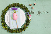 Easter place setting with box wreath