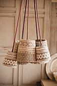 Pendant lamps with knitted lampshades