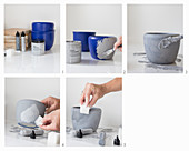 Instructions for painting cache pots with concrete paint