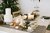Festively decorated dining table