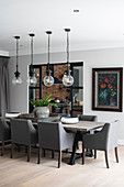 Elegant, industrial-style dining room
