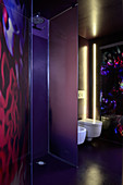 Modern bathroom in purple