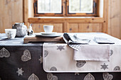 Festive grey and white table linen