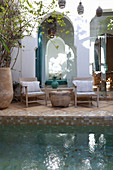 Pool in courtyard of the Hotel Ryad Dyor (Marrakesh, Morocco)