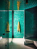 Spa area with green, Moroccan wall tiles