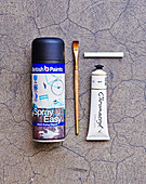 Paint, brush and chalk