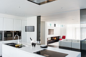 White designer kitchen and lounge