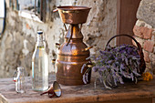 Distillation utensils and lavender