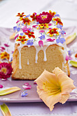 Cake with edible flowers