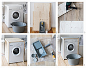 Washing machine in DIY wooden cabinet