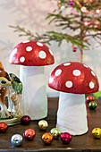 DIY fly agaric mushroom as a Christmas decoration
