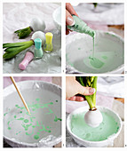 Instructions for marbling hyacinth bulbs covered with wax