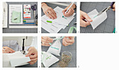 Instructions for making hand-sewn and labelled herbal sachets