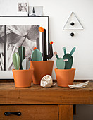 Handmade construction-paper cacti