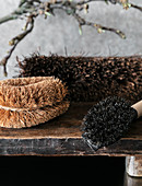 Various brushes with natural-fibre bristles