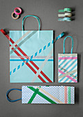 Gift bags decorated with washi tape