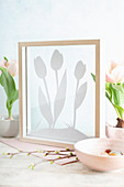 Framed silhouette of tulips