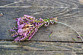Bouquets of broom heather and sea lavender