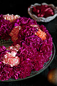 Wreath of carnations as scented table decoration