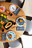 A table laid with papaya salad