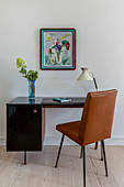 Leather chair at masculine retro desk