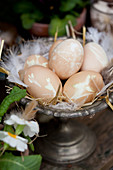 Easter eggs dyed using onion skins and herbs