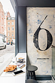 Breakfast bar with view of street. Salon 64, London, Great Britain