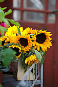 Autumn bouquet of sunflowers