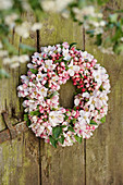 Wreath of apple blossom branches